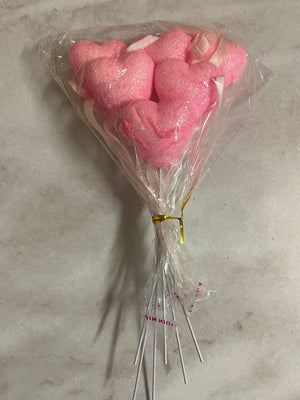 6pcs Cake Topper Polystyrene Heart Faux Balls Pink