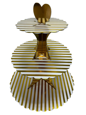 Cardboard Cupcake White Gold Stripes