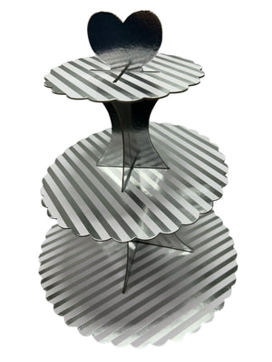 Cardboard Cupcake White Silver Stripes