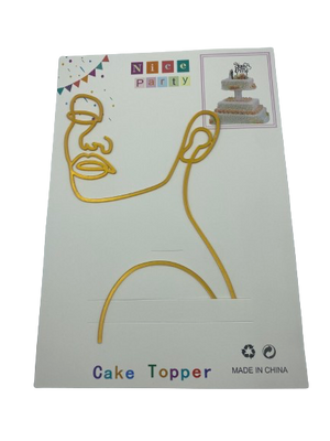 Y Line Art Abstract Acrylic Cake Topper Gold
