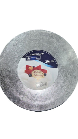 Cake Board Thick Round Silver 8"/20cm