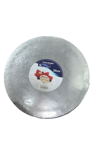 Cake Board Thick Round Silver 10"/25cm
