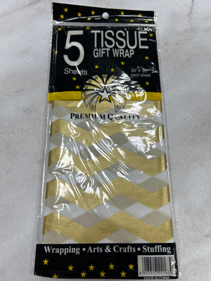 Goldern Stripes Party Tissue Paper 5 Sheets