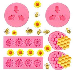 6pc Bundle Deal Silicone Mould  Bees Honeycomb and Flower