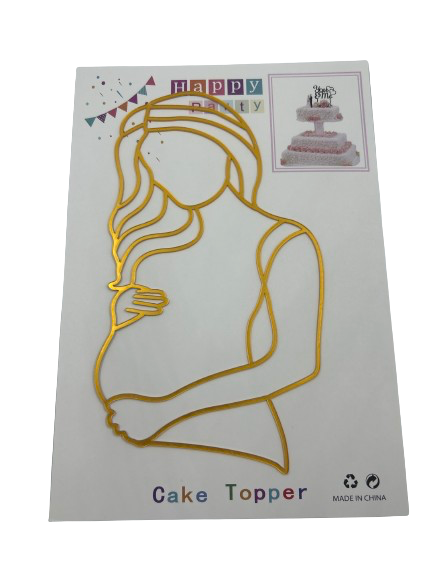 OO Line Art Abstract Acrylic Cake Topper Pregnant