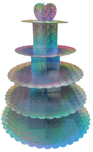Cardboard Cupcake Stand Silver 5 Tier