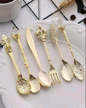 Vintage Look Cutlery Teaspoons Gold 6pcs