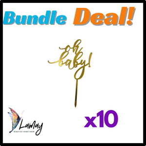 (5) Bundle Deal Acrylic Cake Topper Oh Baby x10