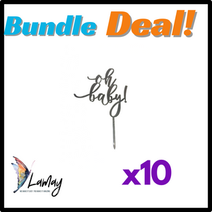 (14) Bundle Deal Acrylic Cake Topper Oh Baby x10 Silver