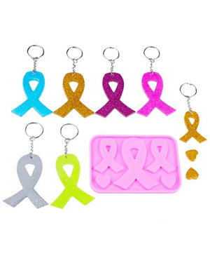 Silicone Mould Cancer Ribbon Keyring