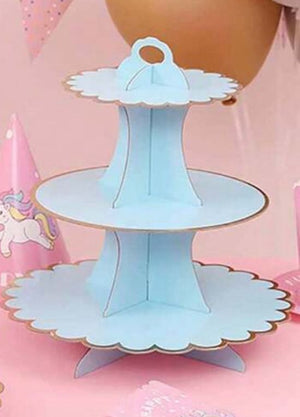 Cardboard Cupcake Stand Blue and Gold