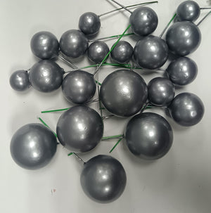 Grey Faux Balls Pearl 20pc