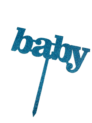Wooden Cake Topper Baby Blue
