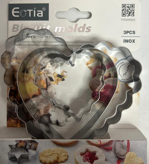 3pc Metal Cutter Heart
