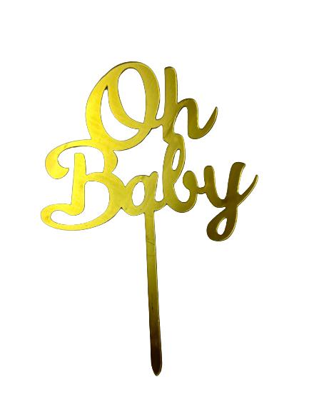 Nr187 Acrylic Cake Topper Oh Baby Gold