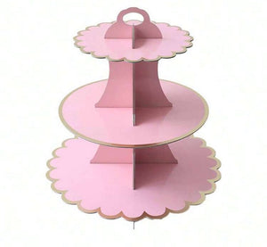 Cardboard Cupcake Stand Pink and Gold