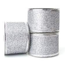 Glitter Wired Ribbon Silver