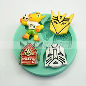 Silicone fondant mould. Transformers 7cm and soccer