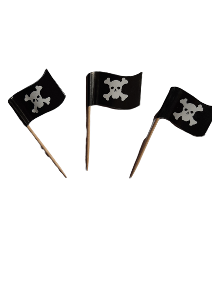 50 Cupcake toppers Pirate flags toothpicks