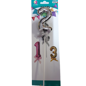 Number 2 Balloon Cake Topper Silver