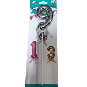 Number 9 Balloon Cake Topper Silver