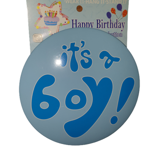 It's a boy Badge cake topper, 15cm
