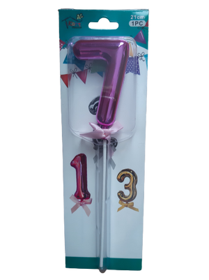 Number 7 balloon cake topper, Pink