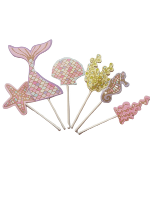 Glitter Mermaid, under the sea cardboard cake topper