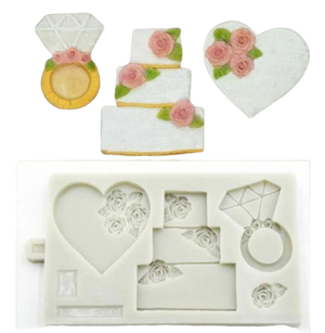 Wedding Cake, Ring, Heart silicone mould