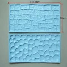 Fondant stone wall and Gobble Stone embosser, double pack