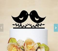 Nr91 Acrylic Cake Topper Wedding Birds Black