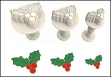 RP10143 Pastime Christmas Holly Leaf Cookie Plunger Cutter Set