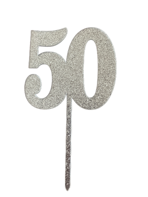 Nr76 Acrylic Cake Topper Number 50 Silver