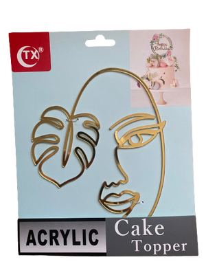 A Line Art Abstract Acrylic Cake Topper