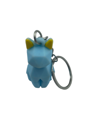 Geometric Cat Keyring Blue
