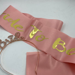 Bride Sash and Crown Rose Gold