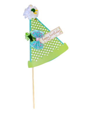 Party hat green cardboard cake topper