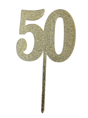 Nr59 Acrylic Cake Topper Number 50 Gold