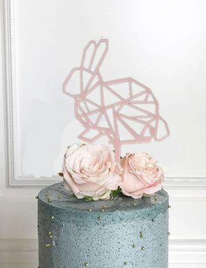 M Line Art Abstract Acrylic Cake Topper Bunny