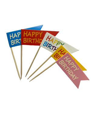 Happy birthday flag cardboard cake topper