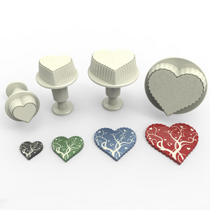 RP10108 Patterned Heart Fondant plunger  3 piece