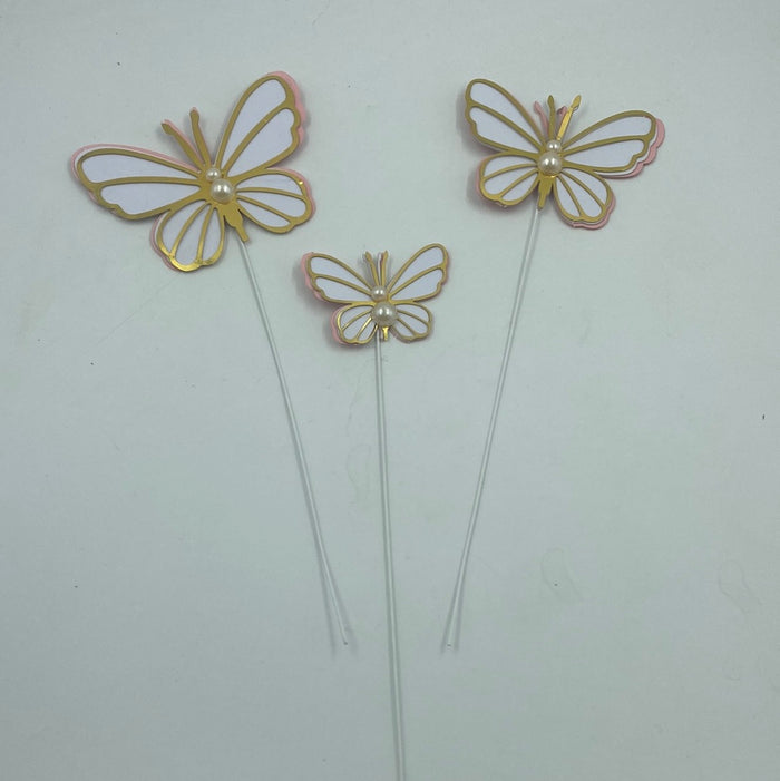 TOT-1335-2 Butterfly Cardboard Cake Topper Pink