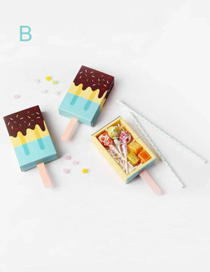 Ice Cream Cardboard Candy Box 10pc Blue