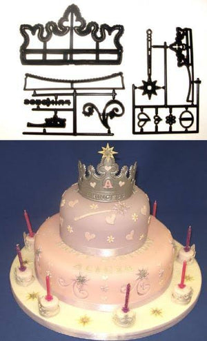 S831 Crown Tiara plastic fondant patchwork cutter set