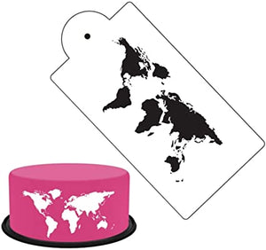 ST728 Cake decorating stencil world map