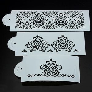 Damask cake stencil set