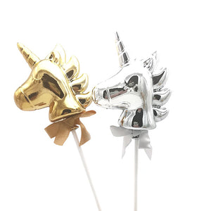 Plastic Unicorn Head Cake Topper GOLD