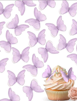 48pc Edible Wafer Paper Butterflies Purple