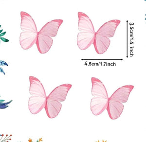 38pc Edible Wafer Paper Butterflies Pink