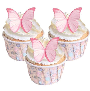 38pc Edible Wafer Paper Butterflies Pink